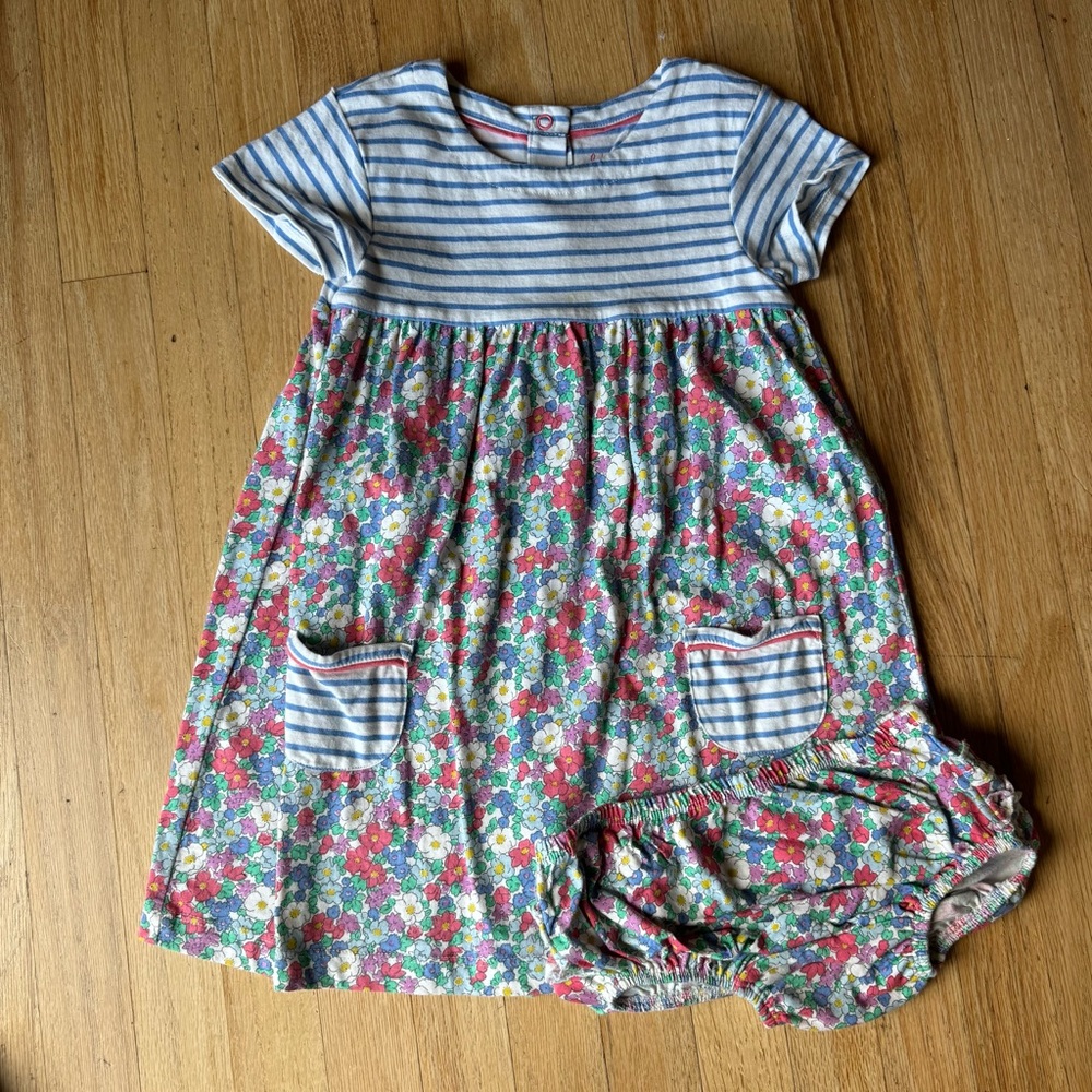 MB Floral and Striped Kids Dress, NWOT